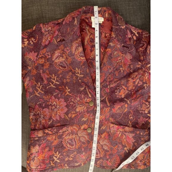 Coldwater Creek Dark Fall Colors Heavy Brocade Fabric Blazer Jacket Sz LP - Picture 8 of 9